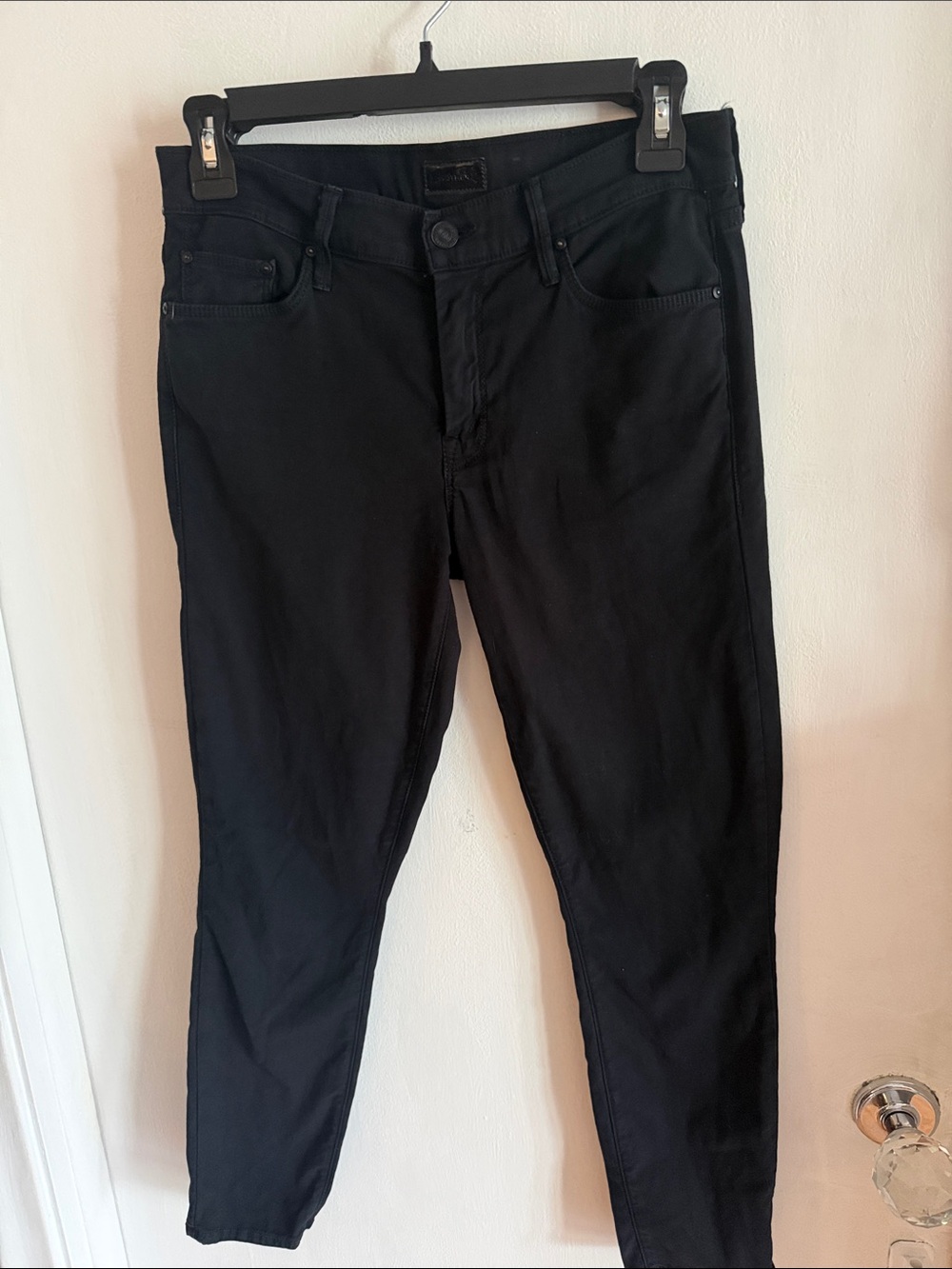 Mother the looker Black Slim Straight crop Jeans